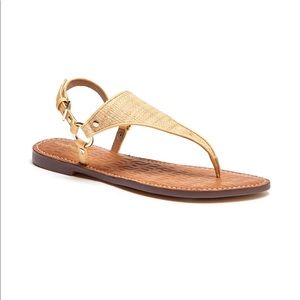 J. McLaughlin Gold Braided Leather Thong Sandals * FLAWS * PRICED ACCORDINGLY!!